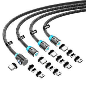 Magnetic Charging Cable 3-in-1 Universal Charger - 4 Pack (3 x 1M and 1 x 2M)
