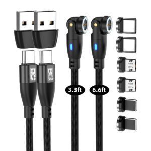 6-in-1 100W PD Fast USB C to USB C Magnetic Charging Cable with 540° Swivel Head [2 Pack]