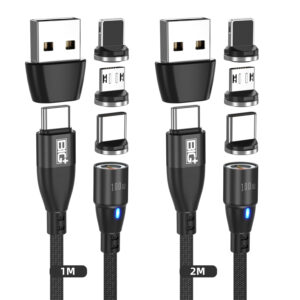 6-in-1 PD100W Fast Charging and Data Transfer USB C to USB C Magnetic Charging Cable - 2 Pack